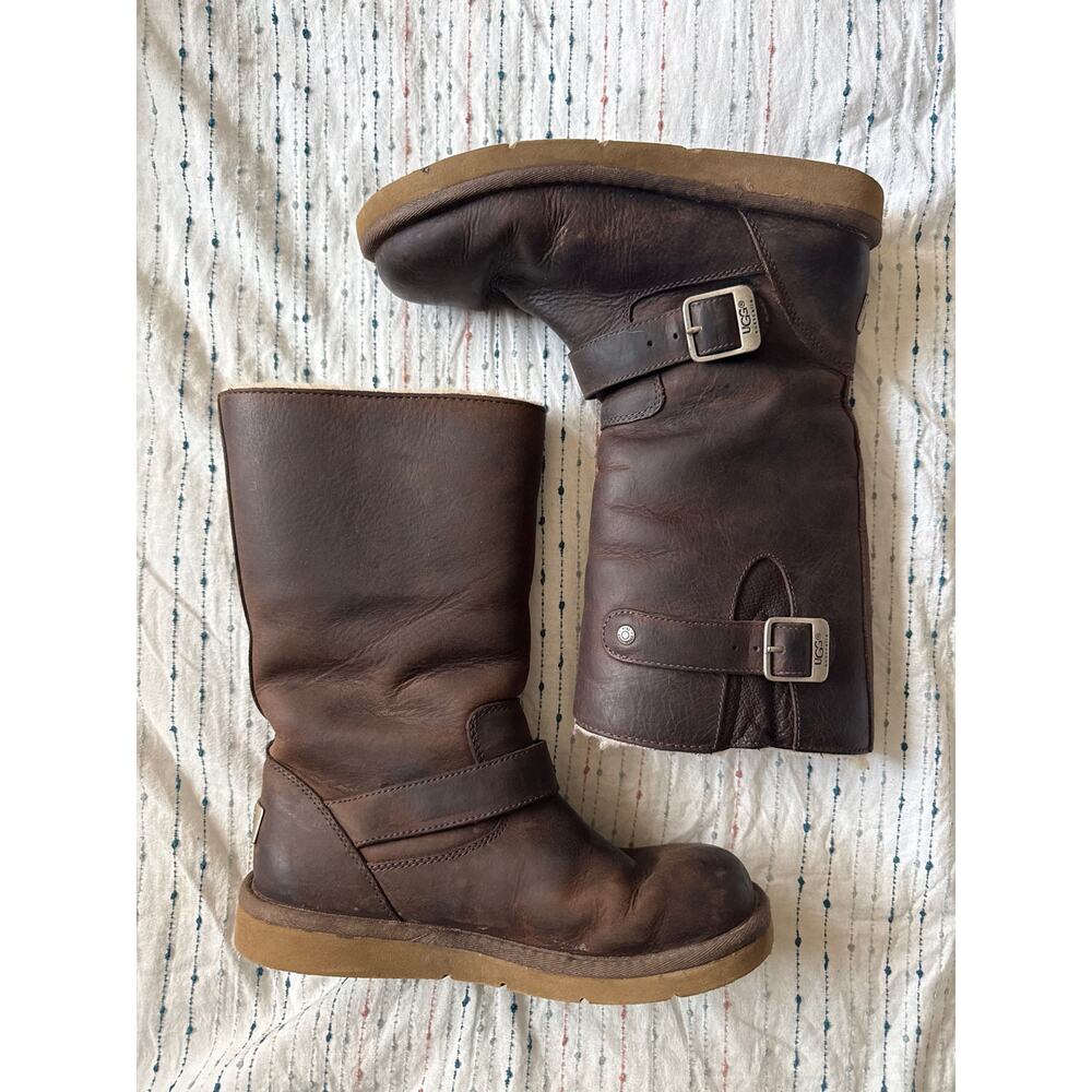 UGG Australia Kensington Toast Brown Oiled Leather Boots Women’s Size 6 - Picture 3 of 7